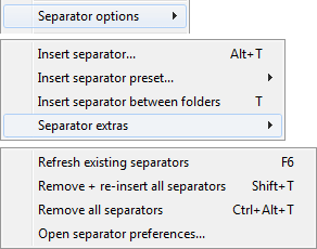 Playlist editor menu options